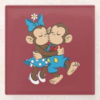 zina and mimo love kiss glass coaster