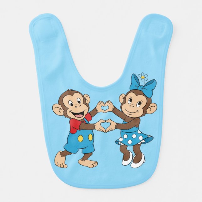 Zina and Mimo make a heart with their hands Baby Bib (Front)