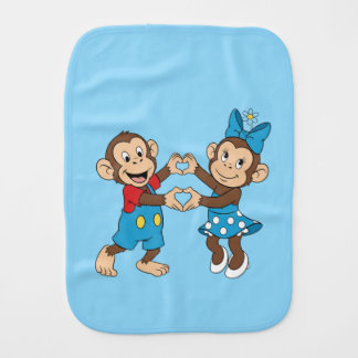 Zina and Mimo make a heart with their hands Baby Burp Cloth