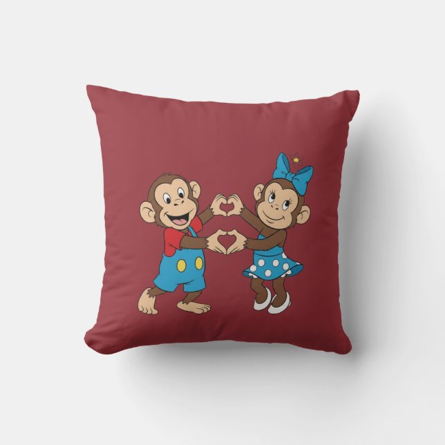 Zina and Mimo make a heart with their hands Throw Pillow (Front)