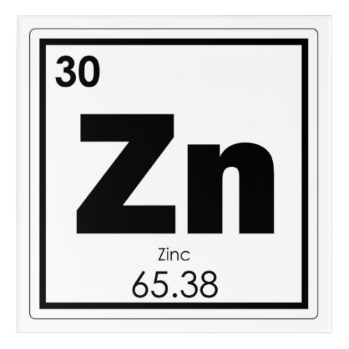 Zinc chemical element symbol chemistry formula gee acrylic print