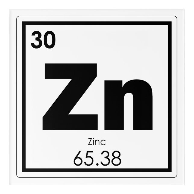 Zinc chemical element symbol chemistry formula gee acrylic print (Front)