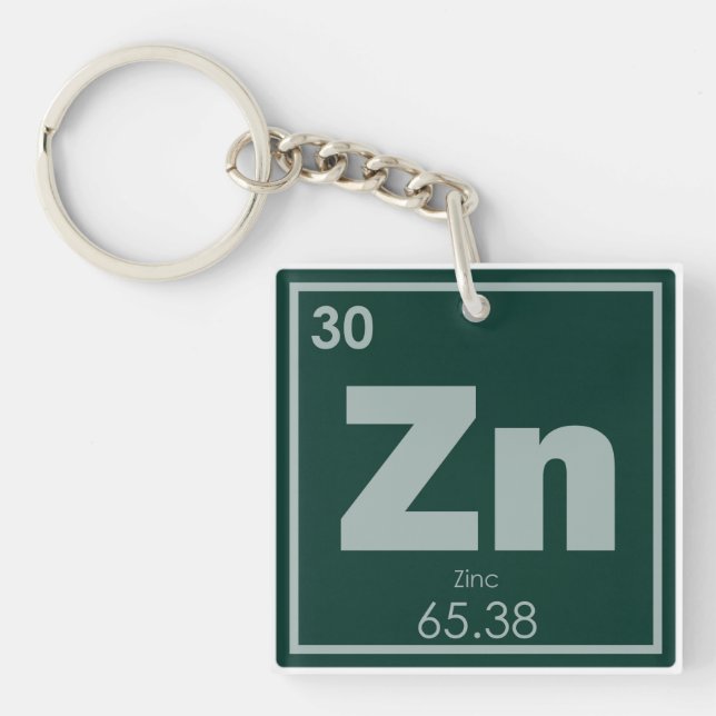 Zinc chemical element symbol chemistry formula gee keychain (Front)