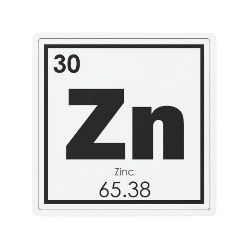 Zinc chemical element symbol chemistry formula gee metal print