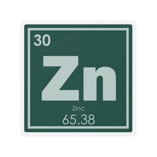 Zinc chemical element symbol chemistry formula gee metal print