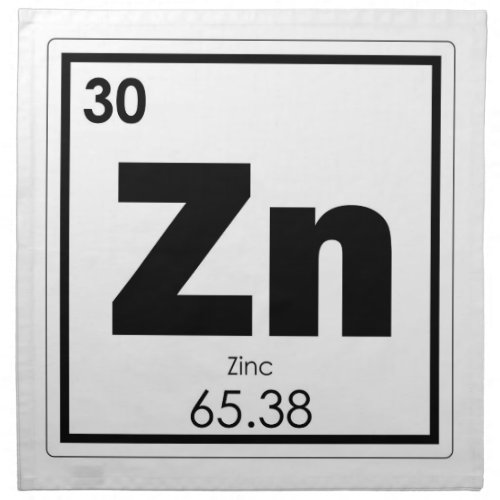 Zinc chemical element symbol chemistry formula gee napkin
