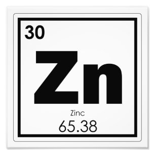 Zinc chemical element symbol chemistry formula gee photo print