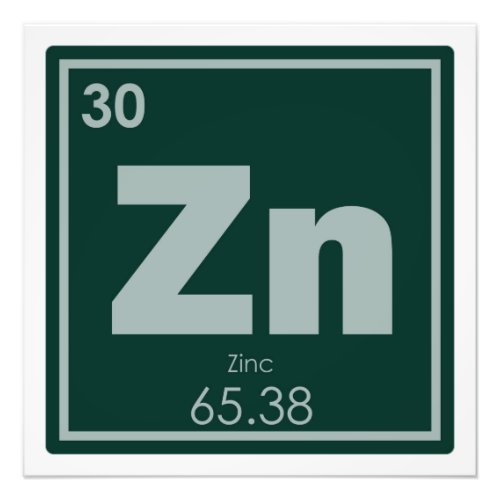 Zinc chemical element symbol chemistry formula gee photo print