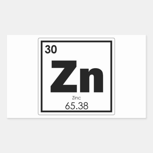 Zinc chemical element symbol chemistry formula gee rectangular sticker