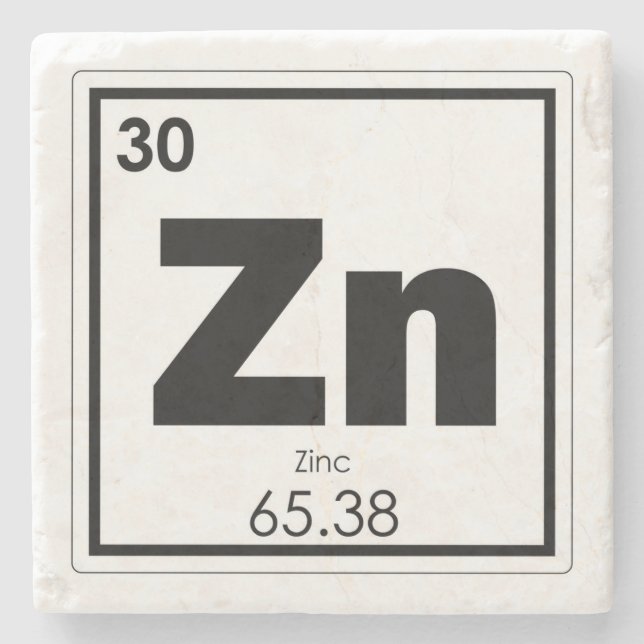Zinc chemical element symbol chemistry formula gee stone coaster (Front)