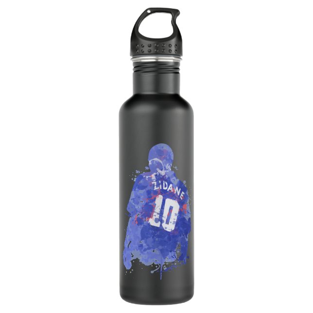 Zinedine Zidane French Legend Art Classic T Shirt Stainless Steel Water Bottle (Front)