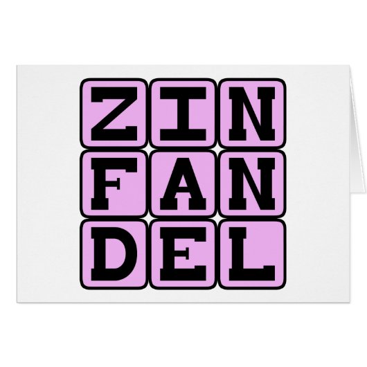 Zinfandel, Type of White Wine Cards (Front Horizontal)