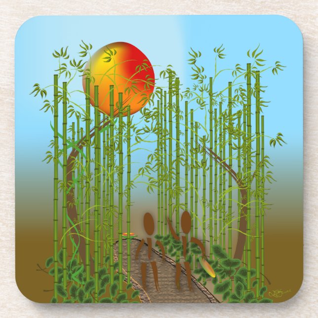Zinglees ~ Bamboo Drink Coaster (Front)