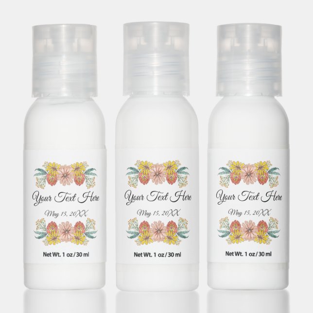 Zinnia Art Drawing - Custom Text Wreath Hand Lotion (Set)