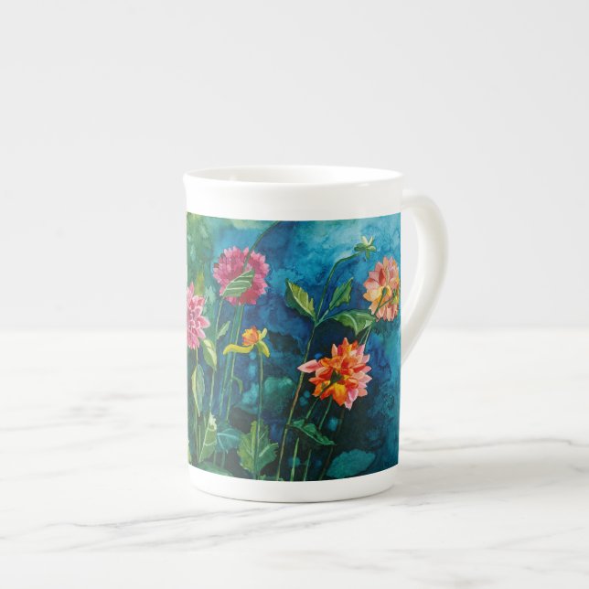 Zinnia bone china mug (Front Right)