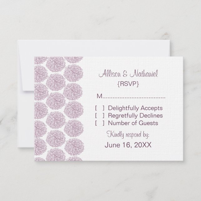 Zinnia Border Response Card, Purple (Front)