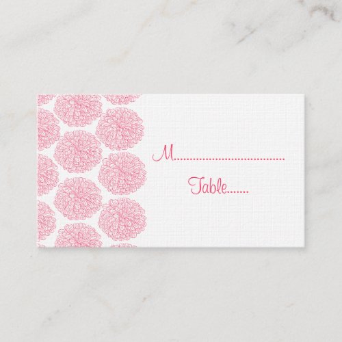 Zinnia Border Wedding Place Card Pink Place Card