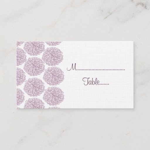 Customizable Zinnia Border Wedding Place Card, Purple Business Card Template