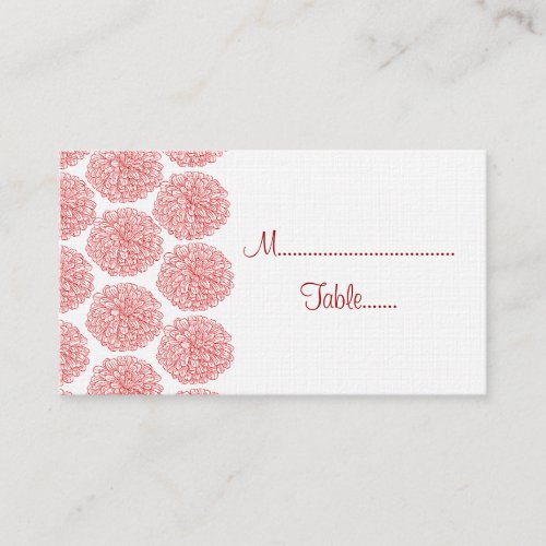 Zinnia Border Wedding Place Card Red Place Card