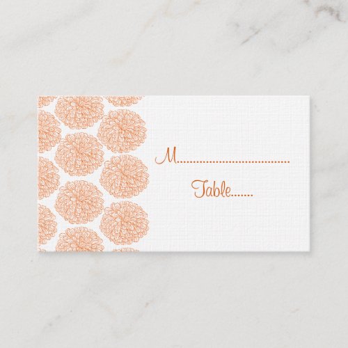 Zinnia Border Wedding Place Card Tangerine Place Card