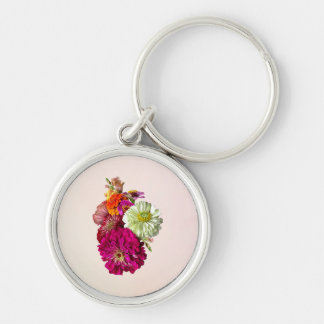 Zinnia Bouquet Mixed Colors Keychain