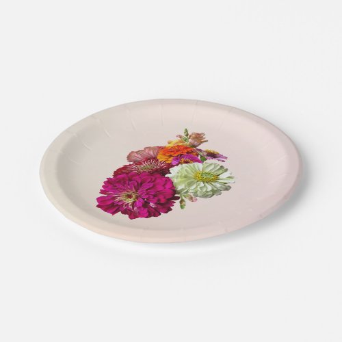 Zinnia Bouquet Mixed Colors Paper Plates