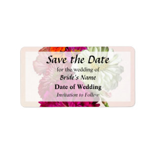 Zinnia Bouquet Mixed Colors Save the Date Label