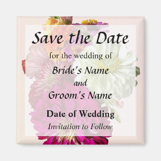 Zinnia Bouquet Mixed Colors Save the Date Magnet