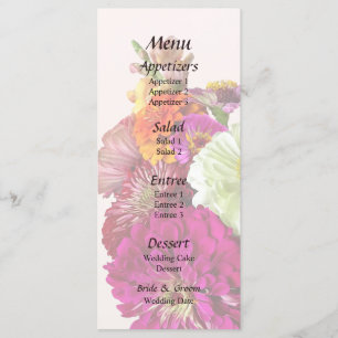 Zinnia Bouquet Mixed Colors Wedding Menu