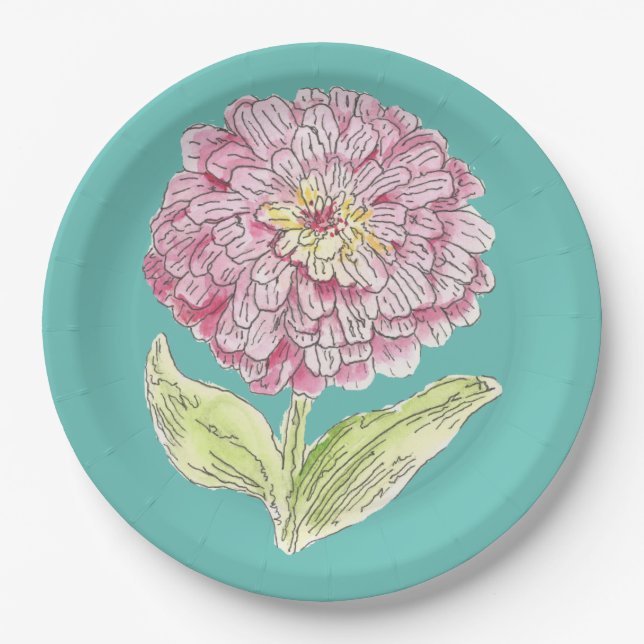 Zinnia Burst Paper Plates (Front)