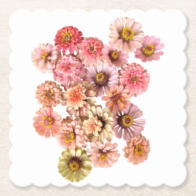 Zinnia Collage Paper Coaster (Front)
