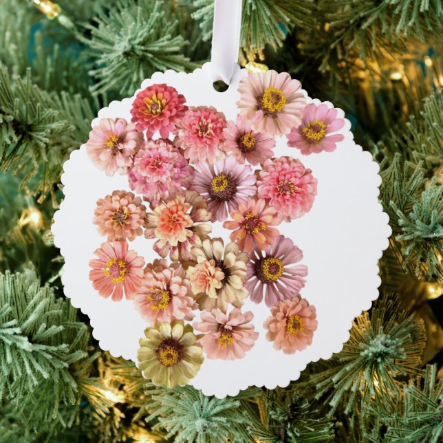 Zinnia Collage Paper Ornament Card (Insitu (Tree))