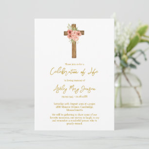 Zinnia Cross Celebration of Life Funeral Invitation