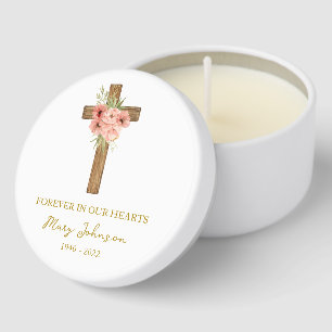 Zinnia Cross Funeral Mini Candle Favors