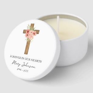 Zinnia Cross Funeral Mini Candle Favors