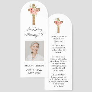 Zinnia Cross Photo Memorial Bookmark