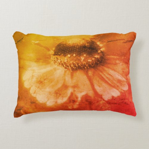 Zinnia Daisy Flower In Sepia Vintage  Accent Pillow