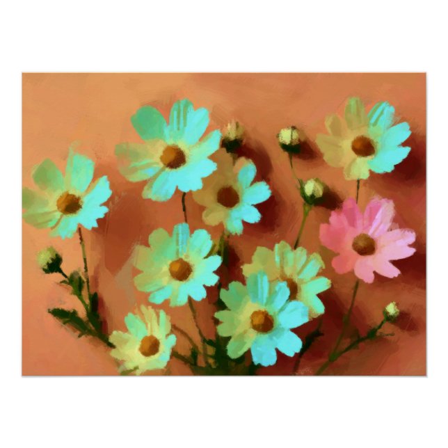 Zinnia Elegans Flowers Art Poster (Front)