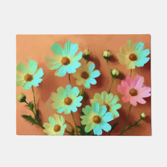 Zinnia Elegans Flowers Doormat (Front)