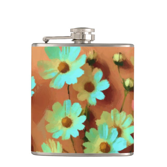 Zinnia Elegans Flowers Flask (Front)