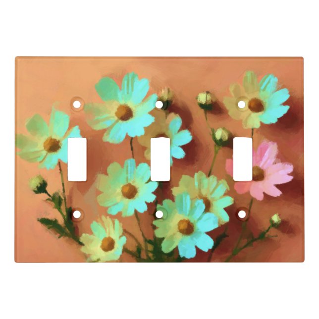 Zinnia Elegans Flowers Light Switch Cover (Front)