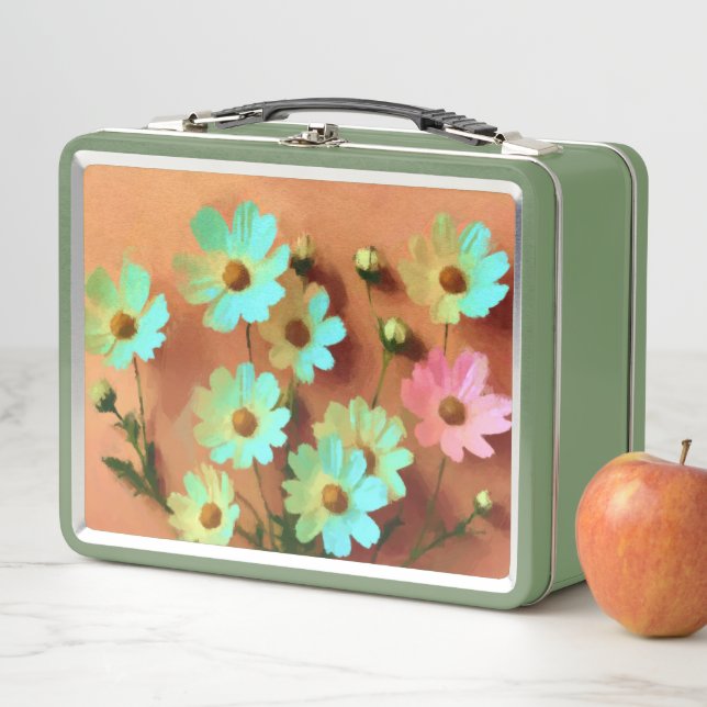 Zinnia Elegans Flowers Metal Lunch Box (In Situ)
