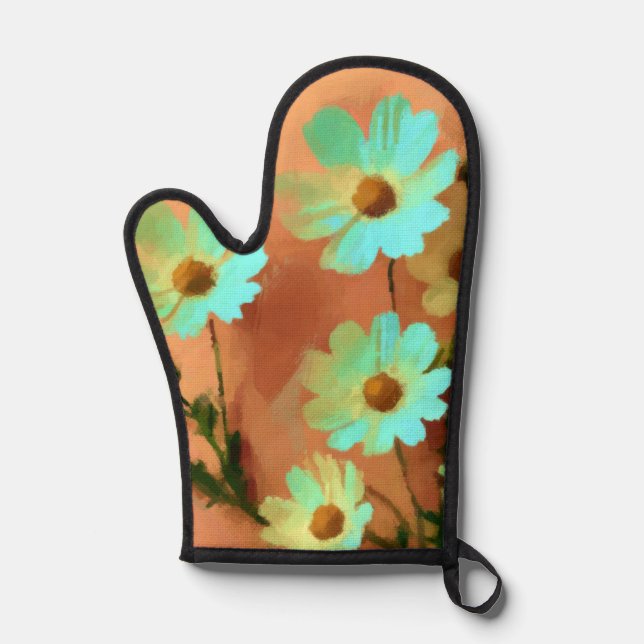 Zinnia Elegans Flowers Oven Mitt (Front)