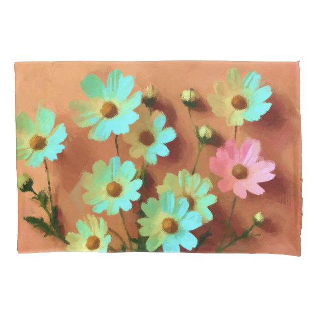 Zinnia Elegans Flowers Pillow Case (Front)