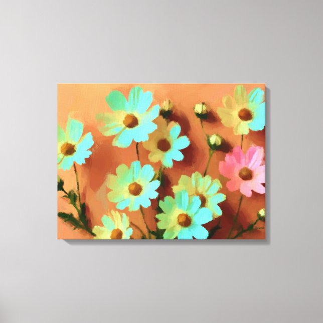 Zinnia Elegans Vibrant Botanical  Canvas Print (Front)