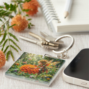 Zinnia Fairy Keychain