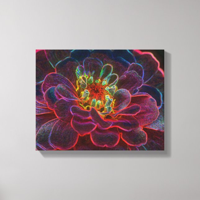 Zinnia Fantasy Abstract Flower Art Canvas Print (Front)