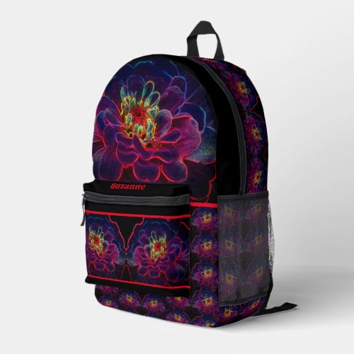 Zinnia Fantasy Abstract Flower Art Personalized Printed Backpack