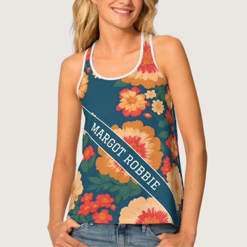 Zinnia Floral Colorful Personalized Pattern Tank Top