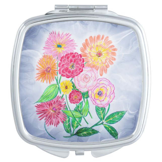Zinnia Flower Artistic Garden Art Compact Mirror (Front)